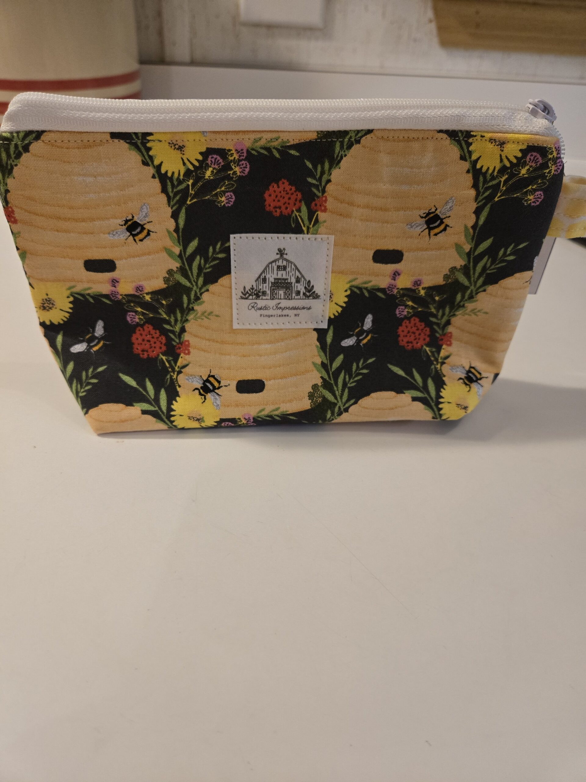Zipper Pouch - Floral Bee Hive - Image 2