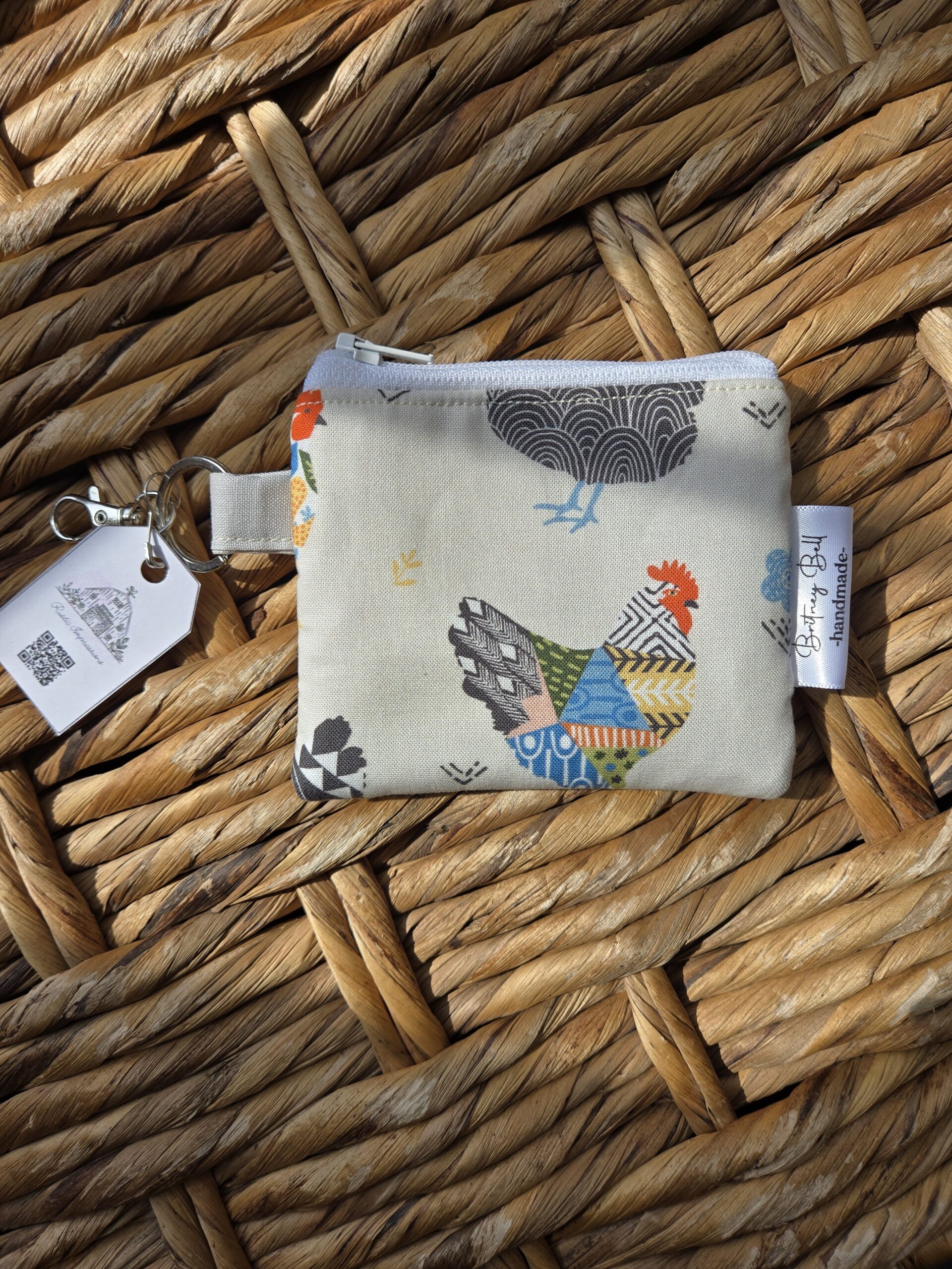 Floral Chicken Keychain Wallet