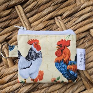 Floral Chickens Keychain Wallet