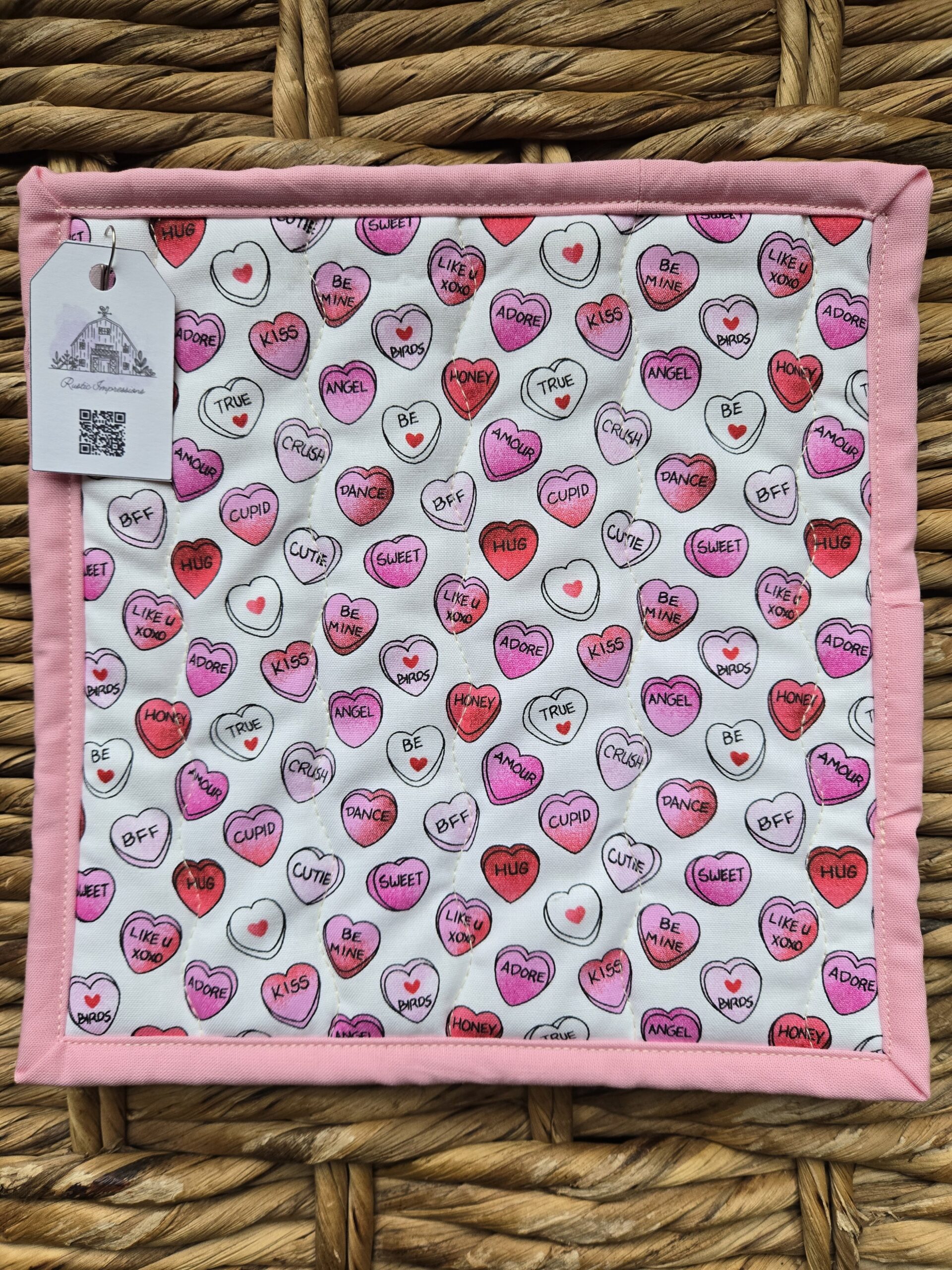 Candy Hearts Potholder